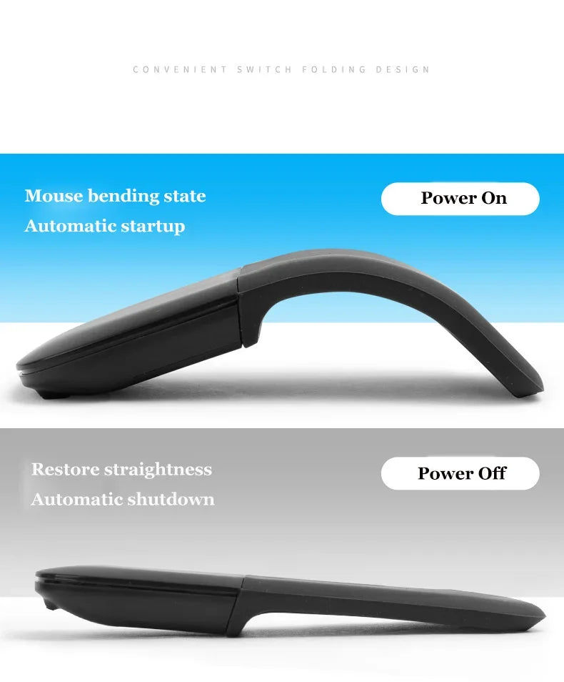 Foldable ARC Touch Wireless Mouse Bluetooth/2.4G Silent Ergonomic Slim Portable Mice for Computer iPad Surface Mac Mobile Office