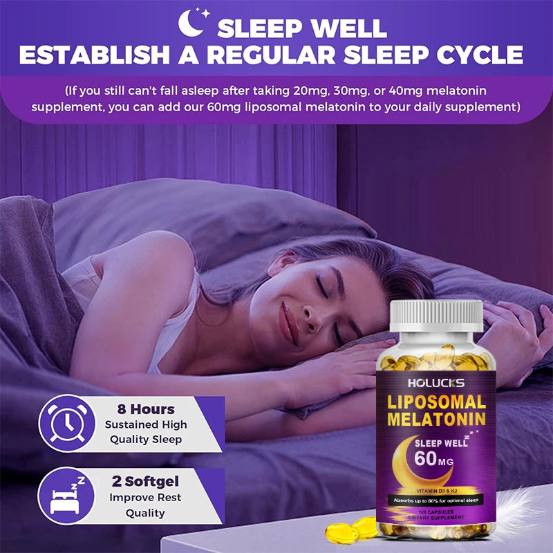 Buy 2 Get 2 Free! Liposomal Melatonin Capsules, Support Insomnia Relief & Jet Lag Recovery, Quick Sleep Onset & Restful Nights