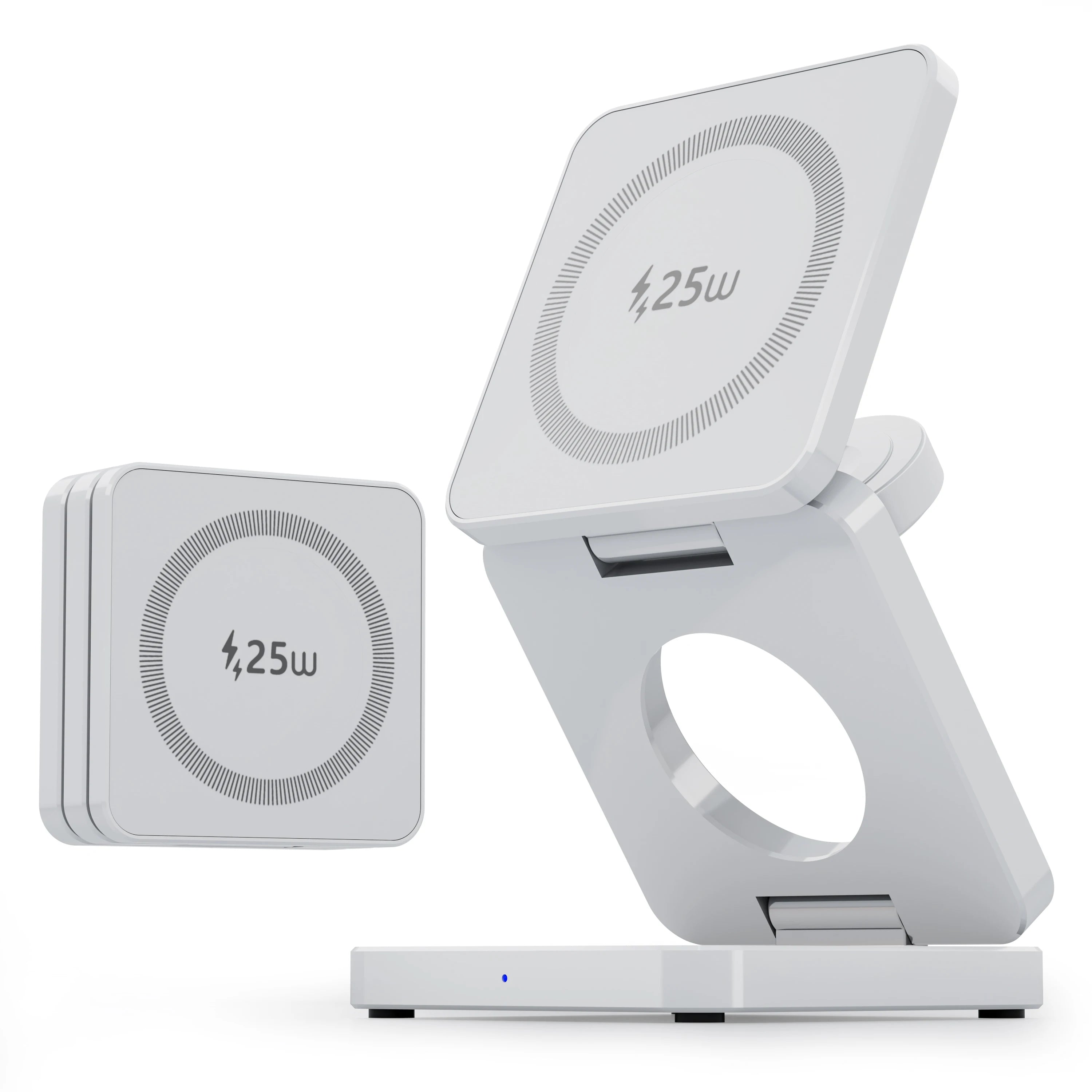 3-in-1 Magnetic Wireless Charging Stand - 25W Fast Qi2 Foldable Station qi2.2 25w White Tidesmit
