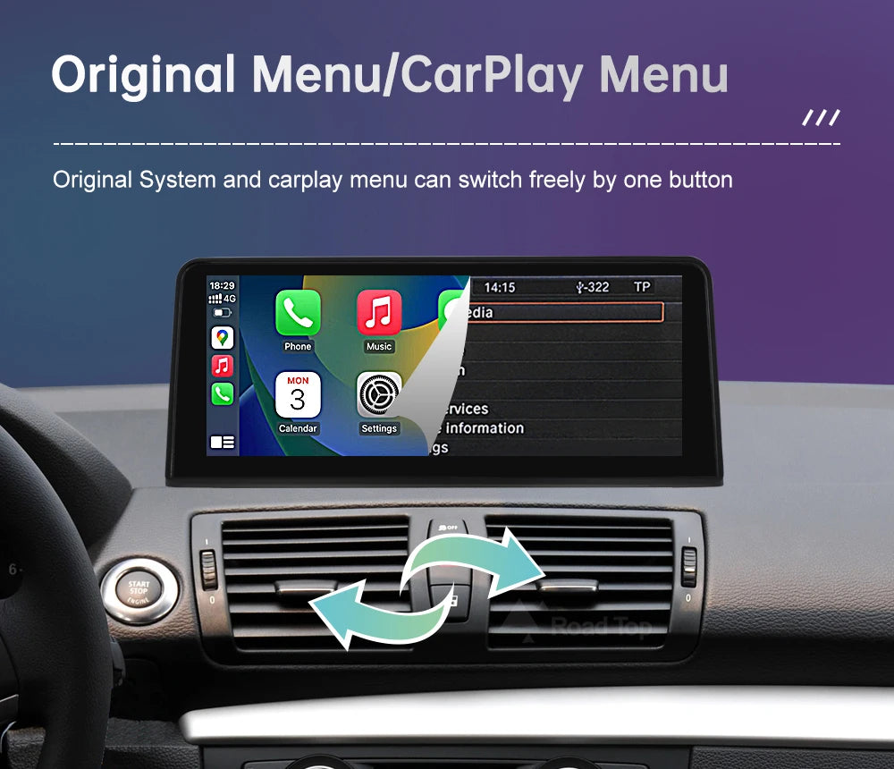 Wireless CarPlay Touch Display for BMW 1 Series E81 E87 CIC/CCC Tidesmit