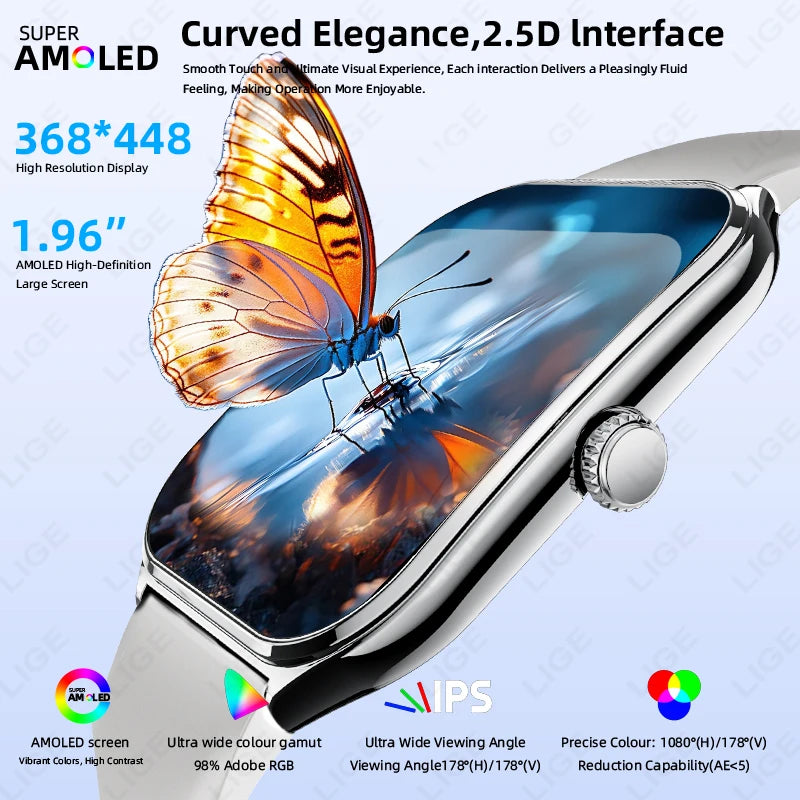 LIGE Ultra Thin New Smart Watch 2026 Men AMOLED HD Screen Always Show Time Heart Rate Bluetooth Call Sport Waterproof Smartwatch