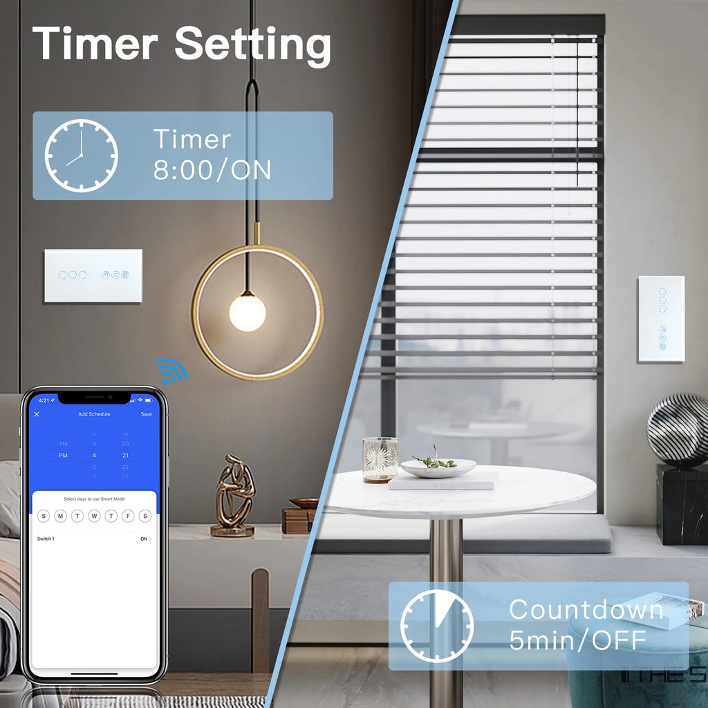 Tidesmit Smart WiFi Shutter Switch - App Controlled Roller Blind Timer Tidesmit