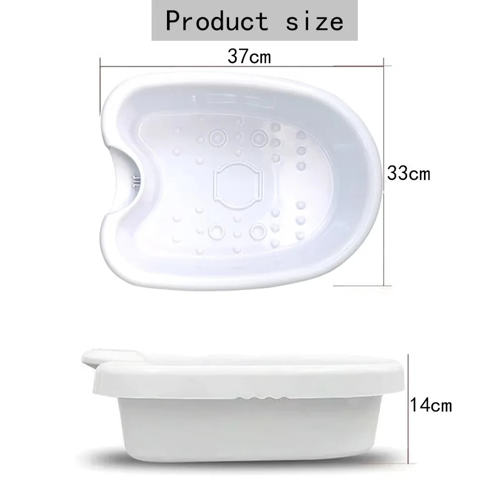 White detox ion foot spa basin, 37x33x14cm. Portable health therapy foot bath tub with massage nodes for home cleanse.
