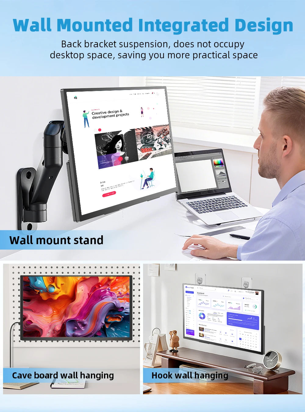 UPERFECT 18.4'' 4K Portable Monitor QLED 100% DCI-P3 UHD FreeSync HDR 2 Speakers Eye Care Travel Gaming Display For PC Phone