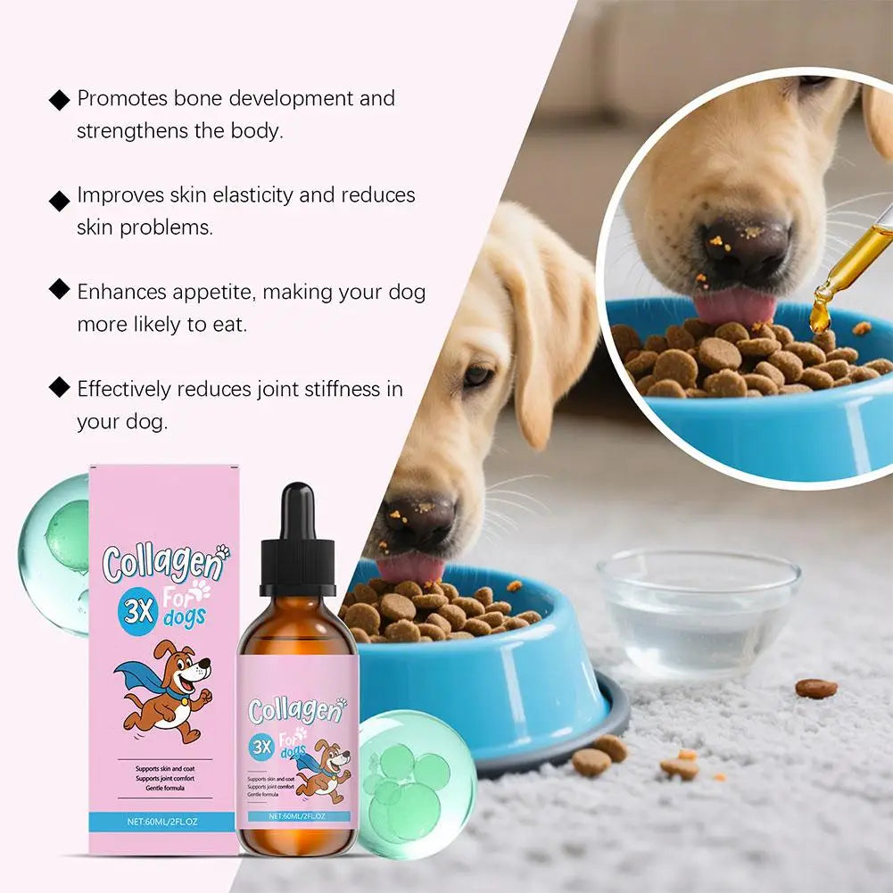 1/3/5-Piece Dog Collagen Drops Gentle Formula for Coat & Skin Care Main Dietary Supplement Dog Cleaning Supplies