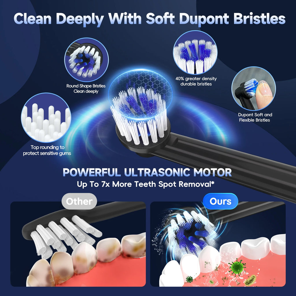 Electric Toothbrush Rotation Clean Teeth Adult 3 Modes Teeth Brush T37 Sonic Electric Tooth Brush With 4 Extra Replacement Heads