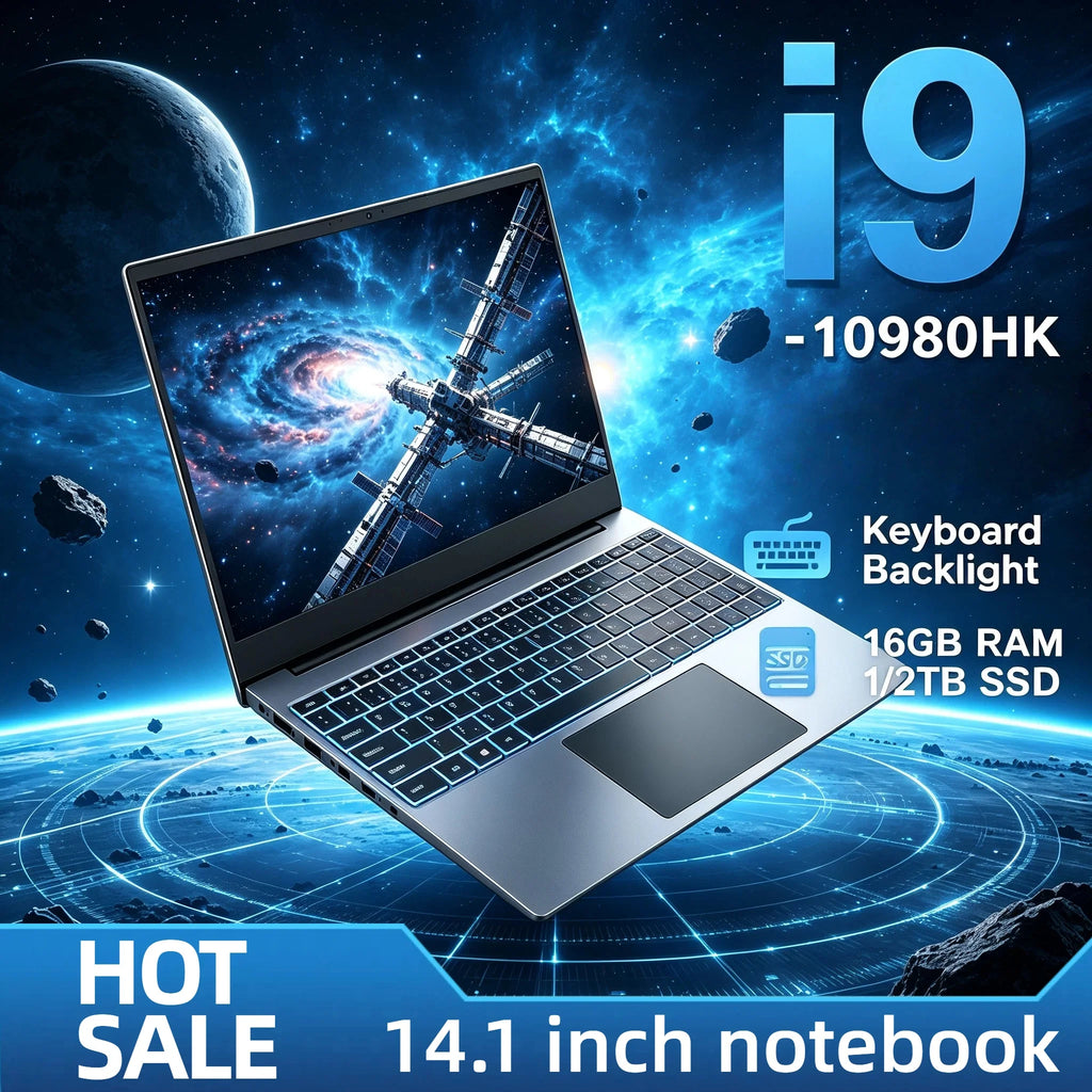 Intel i9-10980HK 14.1 Pro Notebook 8C16T 2.4-5.3GHz 16MB Cache 45W 32GB DDR4 2TB NVMe SSD Gaming Laptop Office Fast