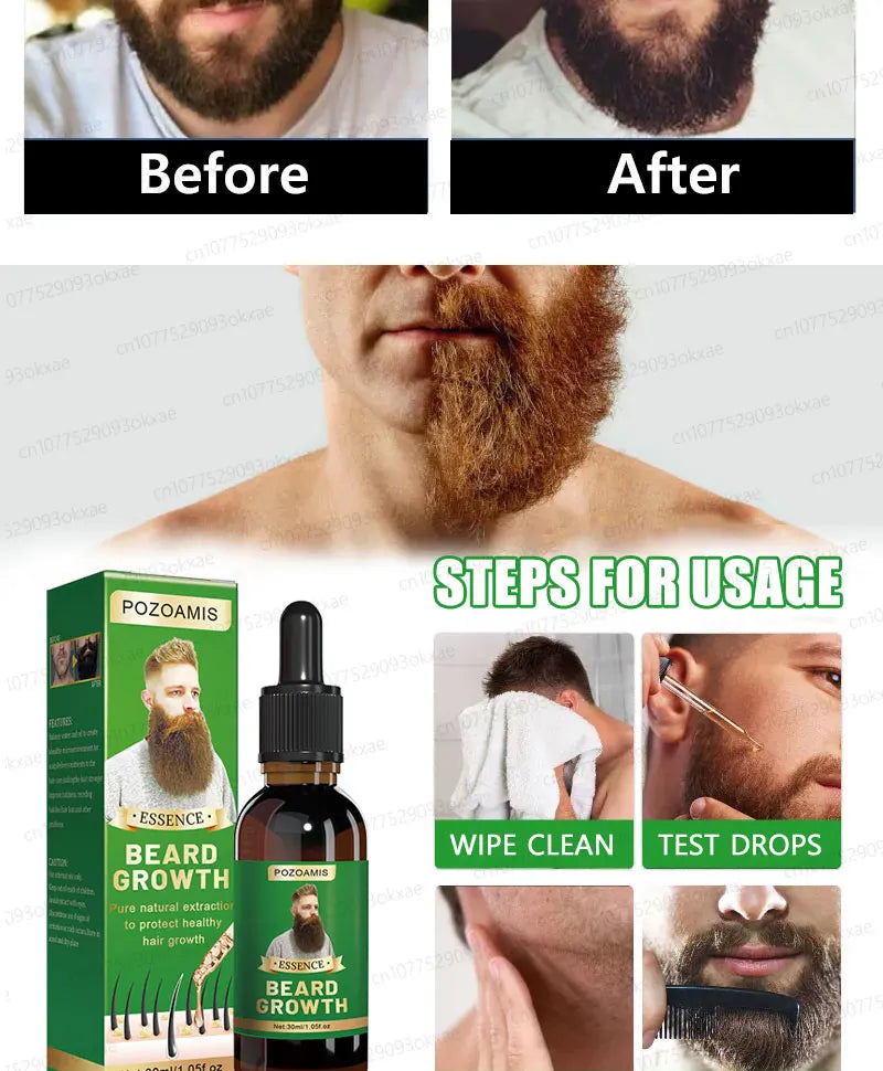 Beard Growth Essence for Thicker Facial Hair - Natural Formula Relaxation Treatment Tidesmit