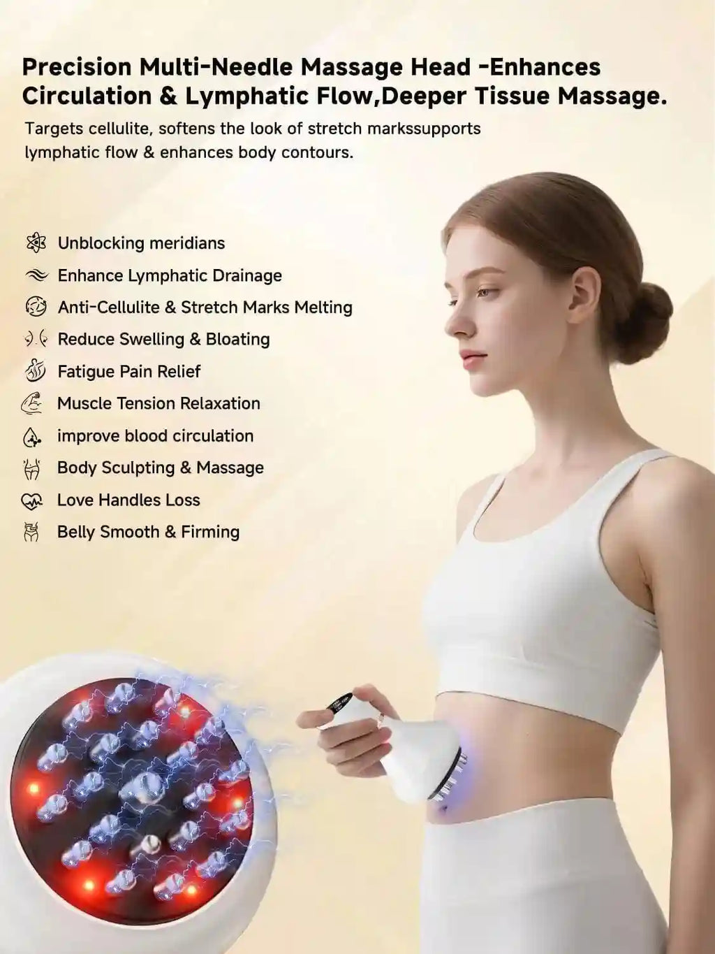 Massage Roller with Infrared Heating - Pearl White Rechargeable Device Massage Roller Tidesmit