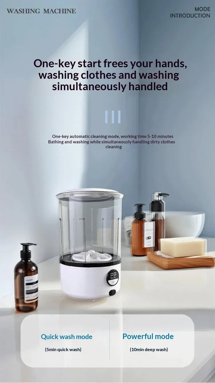 HOMEFISH Mini Portable LED Washing Machine 2000mAh