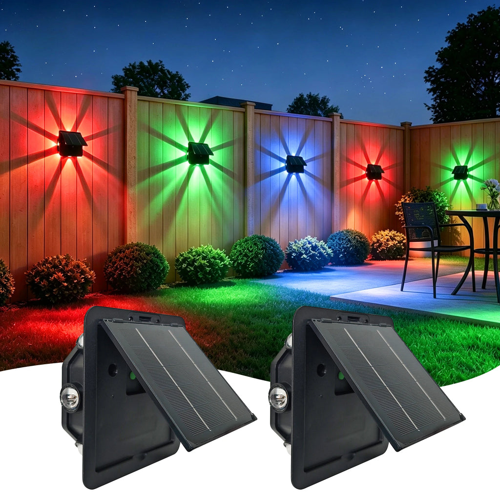 RGB Solar LED Wall Light 8 LEDs Up Down Lighting Waterproof Outdoor Garden Courtyard Decoration Lamp