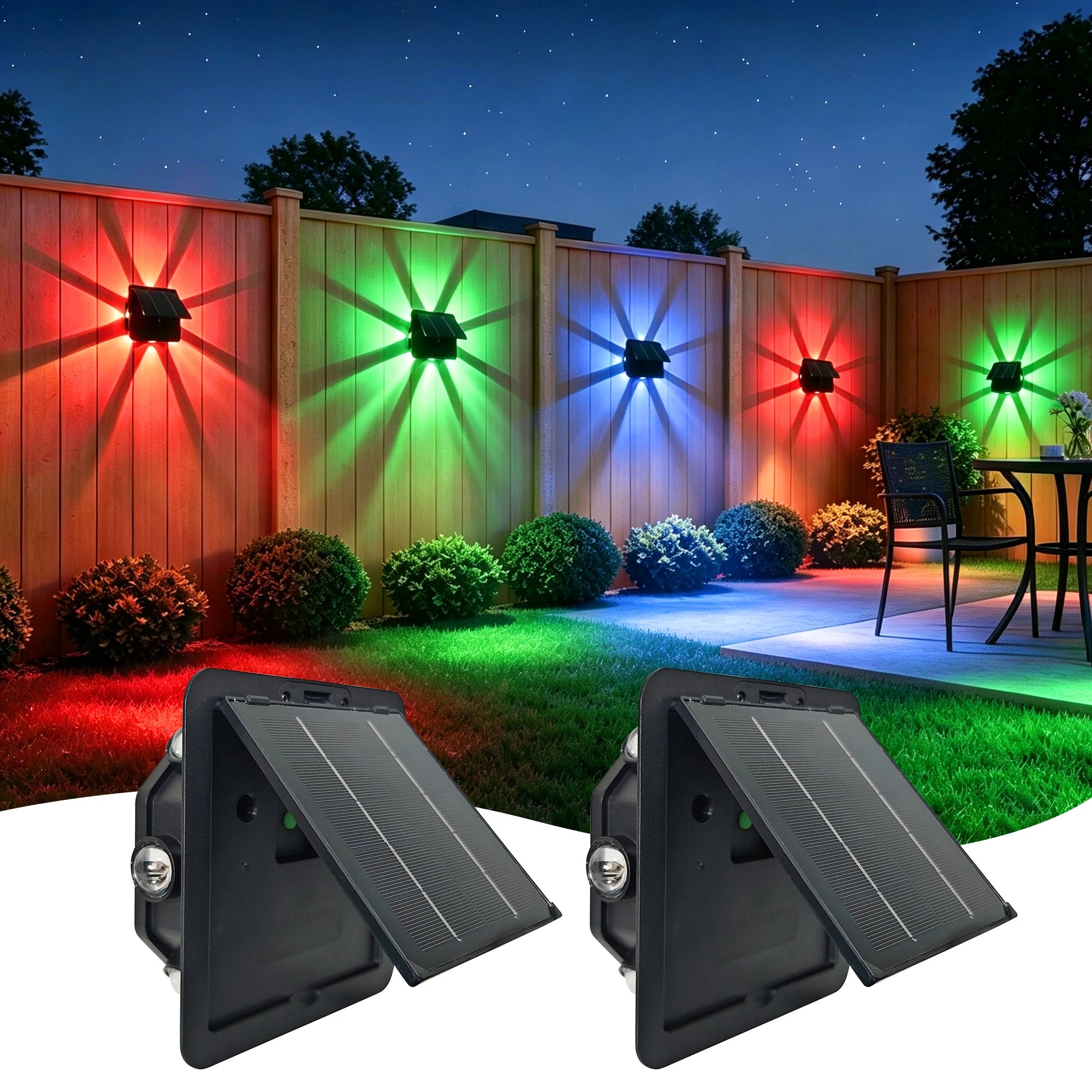 RGB Solar LED Wall Light 8 LEDs Up Down Lighting Waterproof Outdoor Garden Courtyard Decoration Lamp