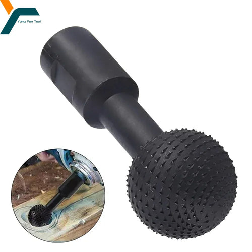 Black textured sanding/grinding ball attachment on a spindle shank