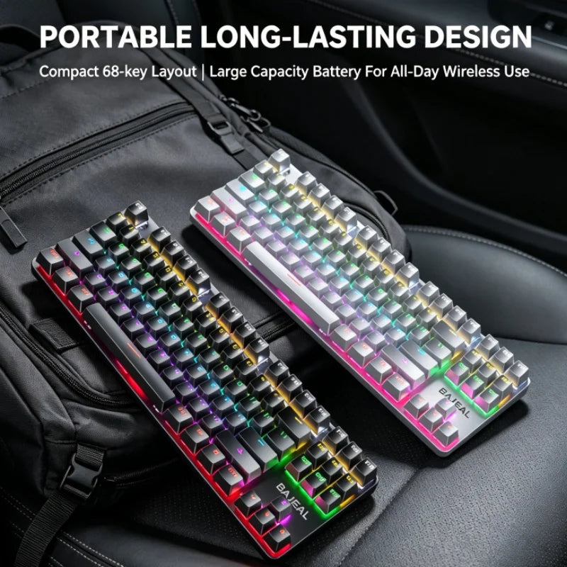 BAJEAL K200 Wired Mechanical Keyboard 87 Keys Portable with Colorful LED Backlighting for Laptops And Desktops - Blue Switches