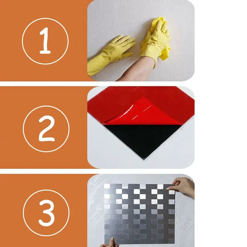Mosaic Metal Aluminum Plastic Panel Wall Sticker Self-adhesive Gold Abstract Waterproof Kitchen Bathroom Tiles Wall Decors