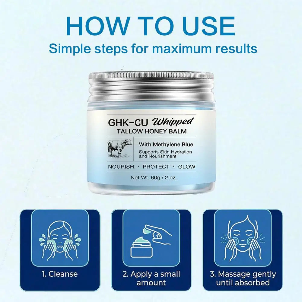 1/2/3pcs Ghk-Cu Beef Tallow Honey Balm Repair Dry Skin Deep Hydration Nourish Non-Greasy Brightening Even Skin Whipped Tallow Ho