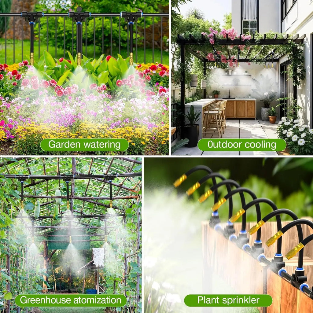 30M60M DIY Free Bending Universal Sprayer Kit 6mm Hose Patio Misting Cooling System for Garden Plant Fogging Watering Irrigation