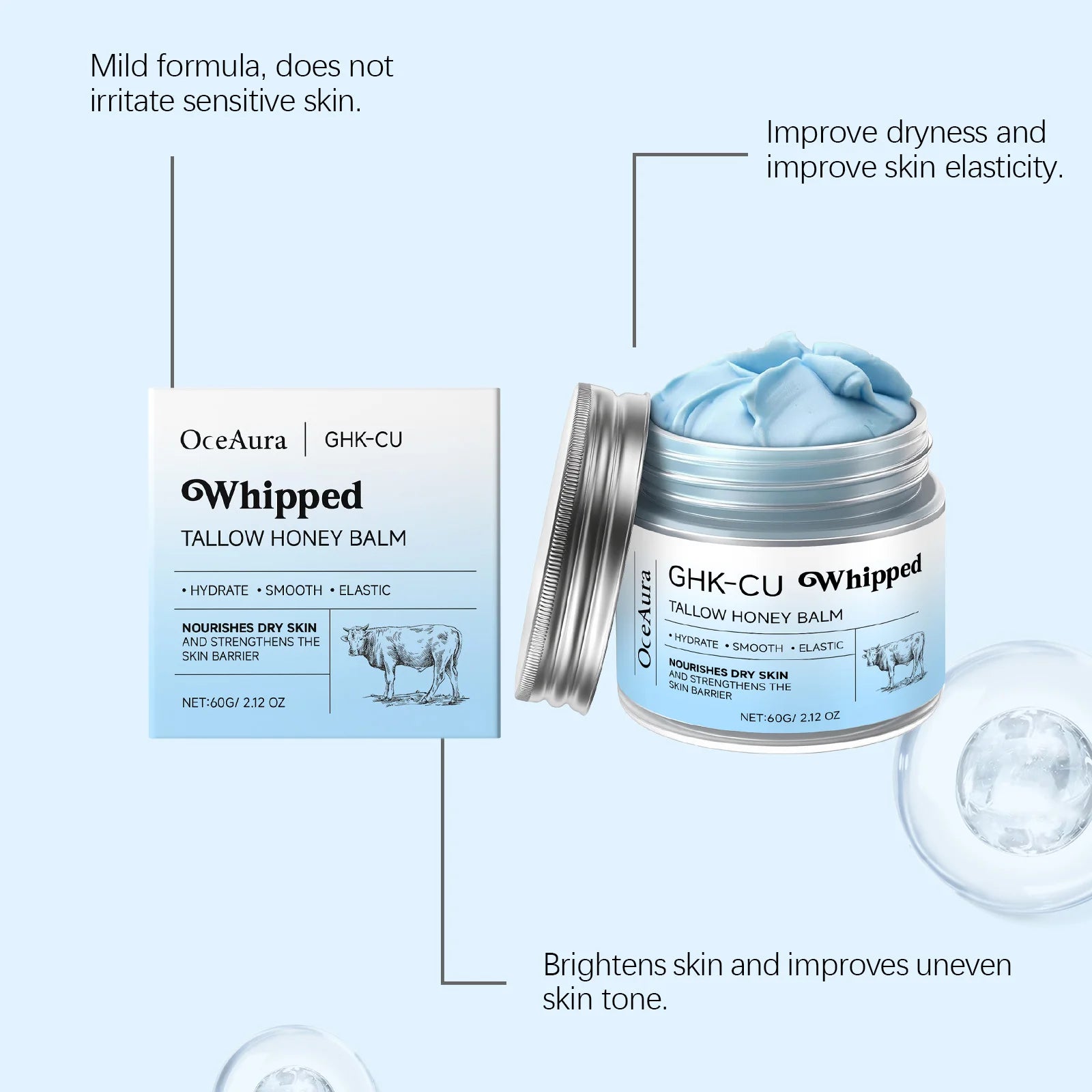 Whipped Beef Tallow And Honey Balm Moisturizing Beef Tallow Face Cream Body Lotion Grass Fed Grass Finished Face Cream Skin Care