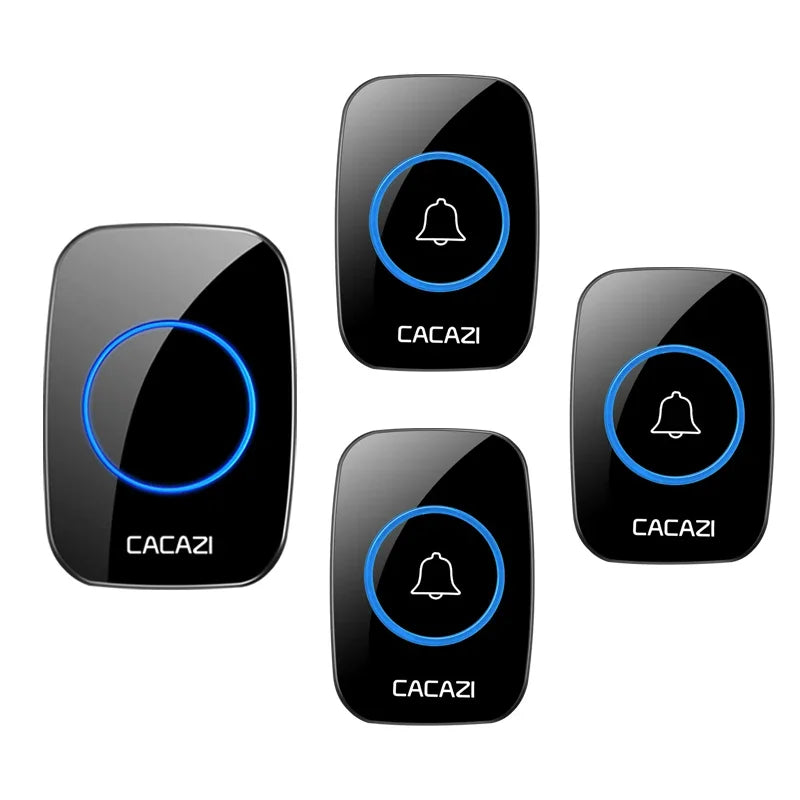 CACAZI 36 music 110DB 300M Wireless Doorbell Waterproof Remote Battery powered Smart Door Bell Battery 1  2 Button 1 2  Receiver