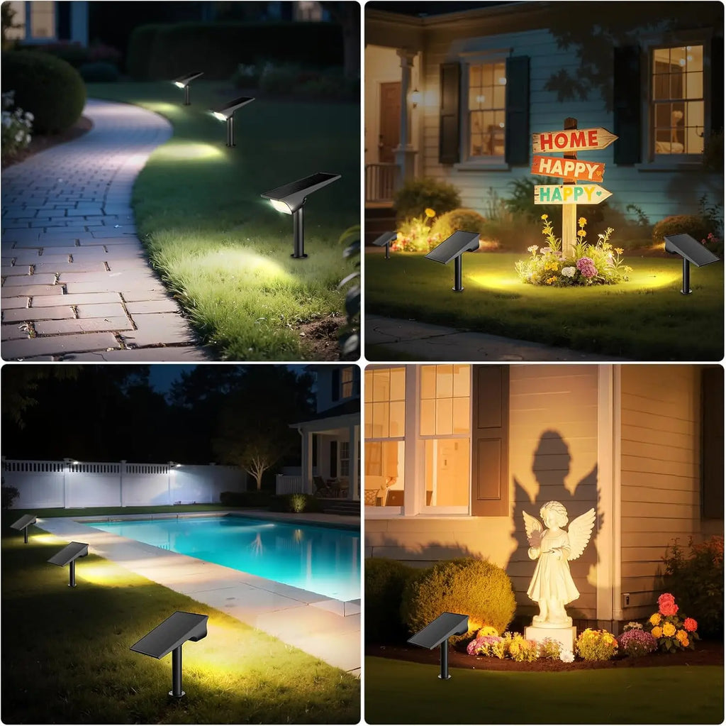 Intelamp Solar Spotlights 4000Mah 3 Color Modes Outdoor Solar Light Garden Lights for Landscape Pathway Yard Patio Garage Driveway Tree