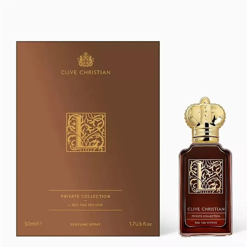 Clive Christian L Red Tea Vetiver 50ml EDP: Unisex oriental floral perfume, crown bottle, luxury woody amber fragrance.