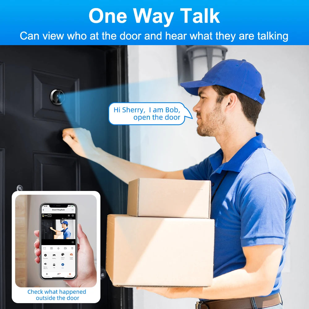 Awapow Tuya Wifi Radar Door Camera Smart Mini Digital Peepholes Door Viewer PIR Motion Detection Video Doorbell Home Security