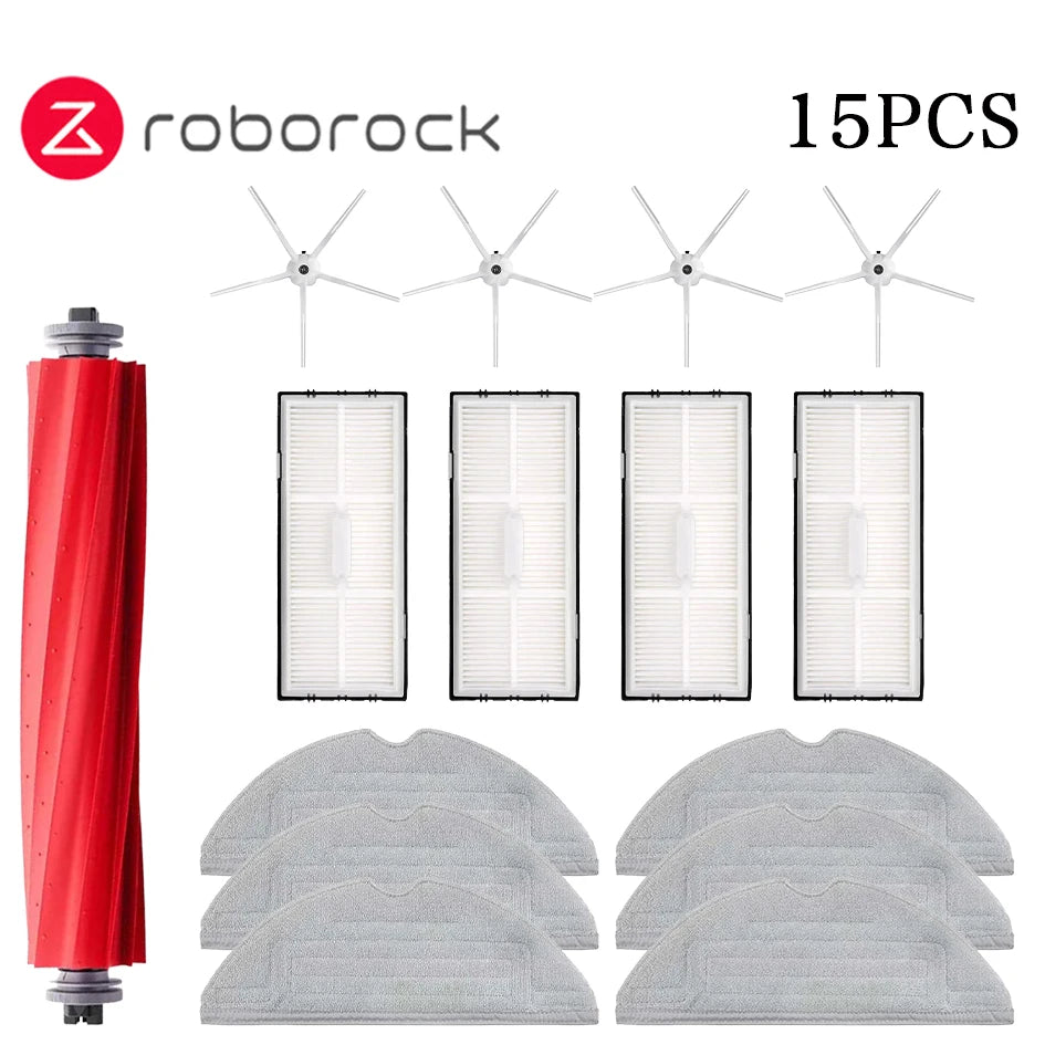 Tidesmit replacement brush, mop, and filter kit for Roborock S7 MaxV Ultra, showing all cleaning components.