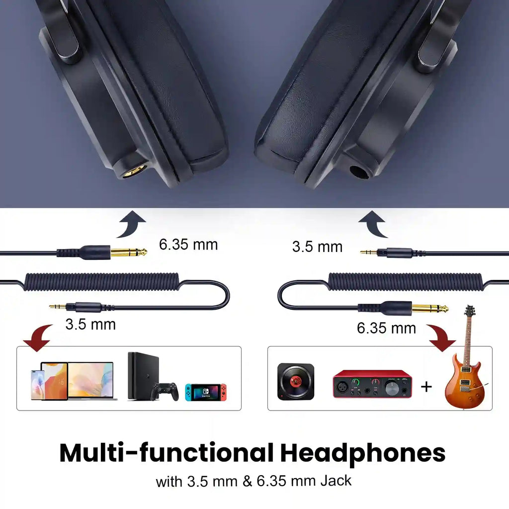 Wired Over-Ear Headphones with Mic - Studio Monitor Stereo Sound Tidesmit
