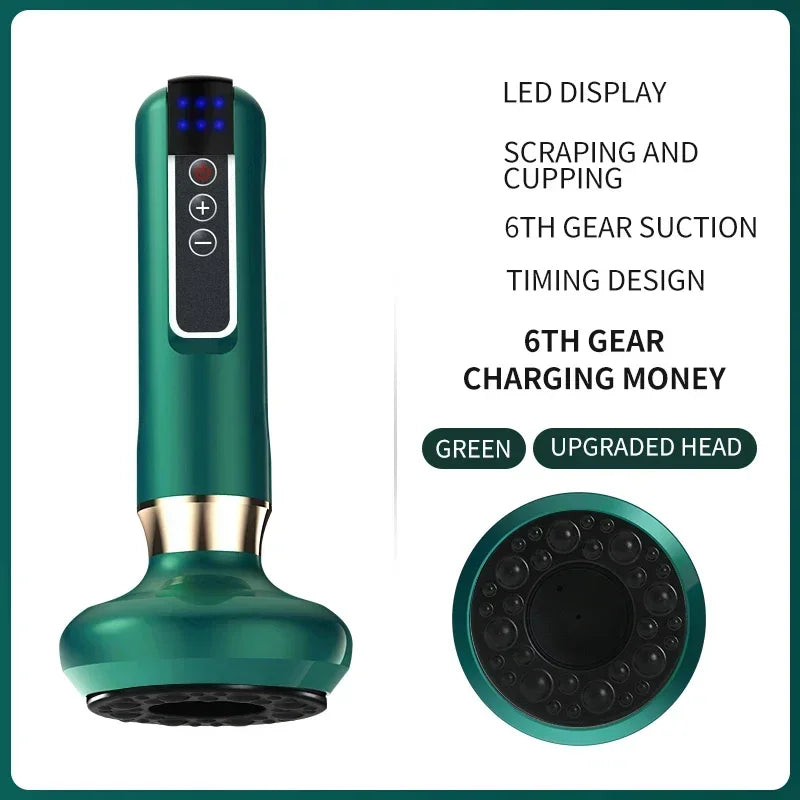 Electric Gua Sha Massager with Vacuum Suction and Infrared Heat Relaxation Treatment A11-6-green Tidesmit
