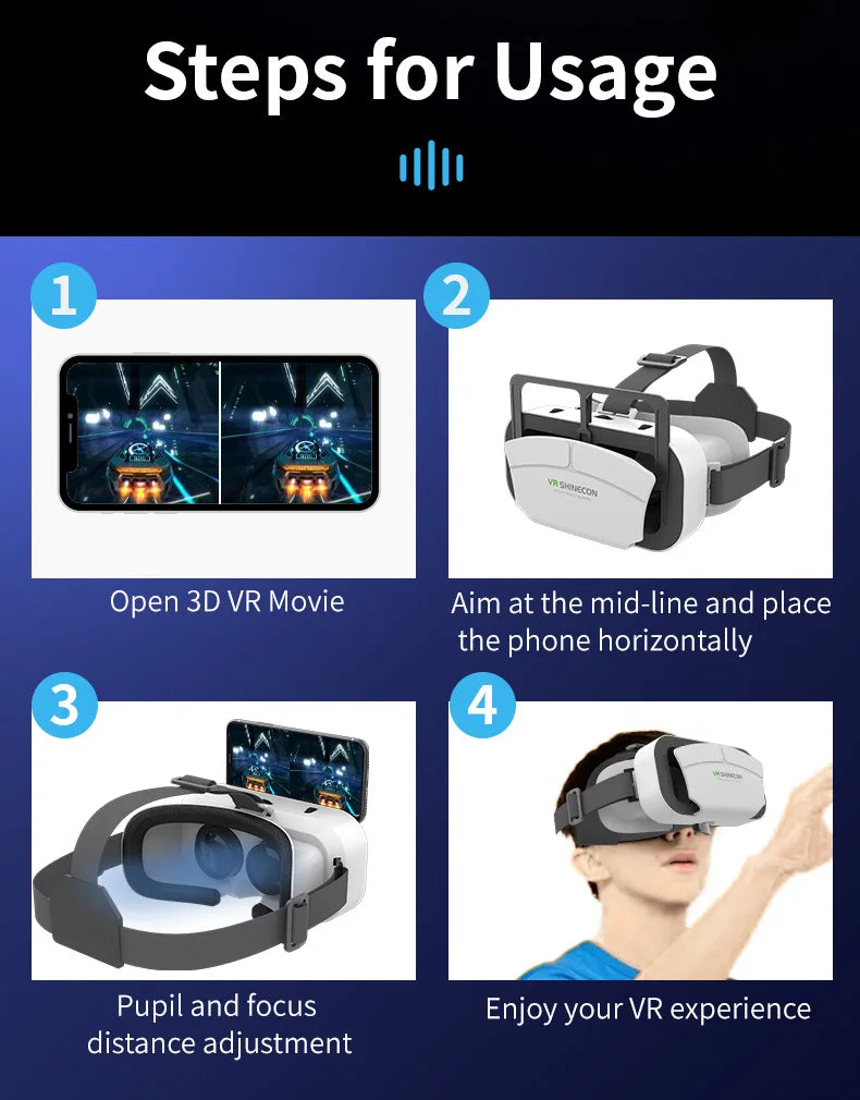 VR Headset for Smartphones - Lightweight Immersive Mobile VR Glasses Tidesmit
