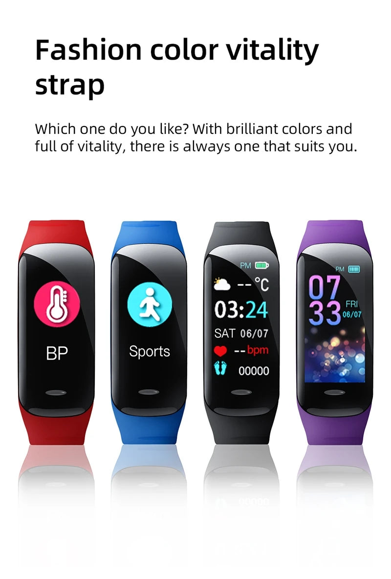 C1 Plus Smart Watch Fitness Tracker Bluetooth Heart Rate Blood Pressure Monitor Step Counting Sports Bracelet for Men Women 2026