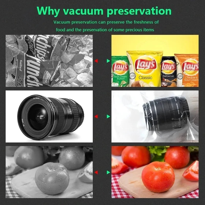 Electric Food Vacuum Sealer 110V/220V Automatic Household Kitchen Dry Wet Mode Plastic Packaging Sealer for Kitchen
