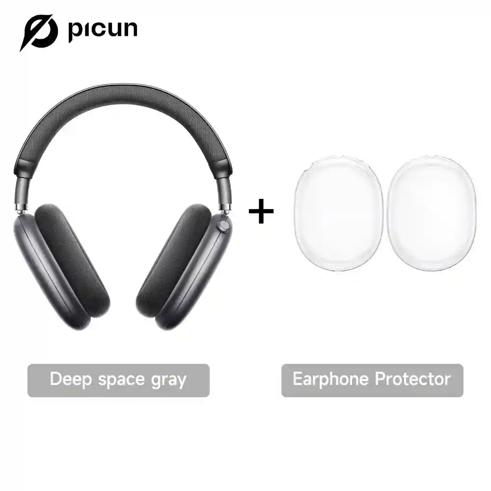 Wireless Headphones with 52dB Active Noise Cancelling & Spatial Audio Gray with Case Tidesmit
