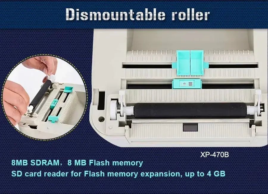 300DPI XP-470E HD 4Inch/118mm Thermal Label Printer with Paper Bin Desktop Shipping Barcode Printer Xprinter  Waybill Printer