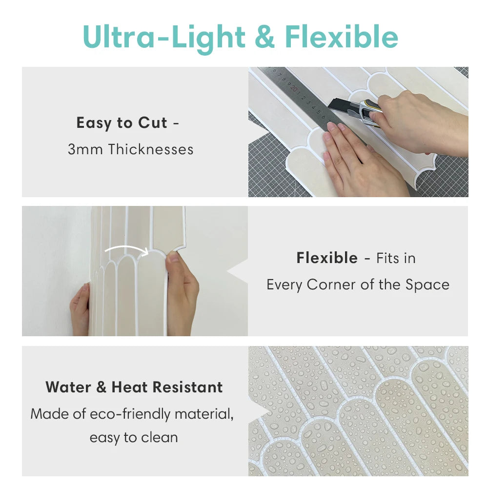 1/10pcs 3D Decorative Tile Stickers, 3D Fish Scale Textures, Matte 30cm x 30cm, Water and Mold Resistant, for Kitchen Bathroom W