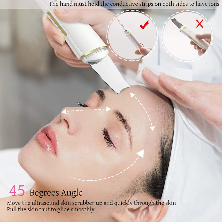 Ultrasonic Skin Scrubber Facial Pore Cleaner - Professional Grade Scrubs Treatments Tidesmit