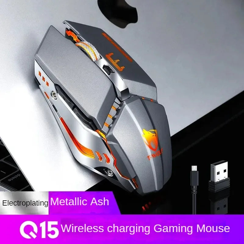 T-WOLF Thunderwolf Q15 Rechargeable Wireless Mouse RGB Glow Game Office Silent Laptop 2.4g Rechargeable Wireless Mouse