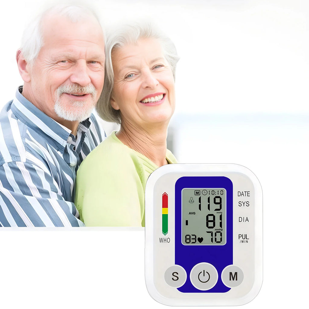 Digital Arm Blood Pressure Test Kit Cuff Sensor Monitor BP Automatic Pressure Tonometer Tensiometer Heart Rate Pulse Meter