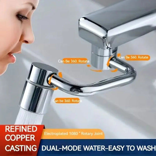 Silvery stainless steel faucet extender splashproof dual-spray with 360-degree swivel