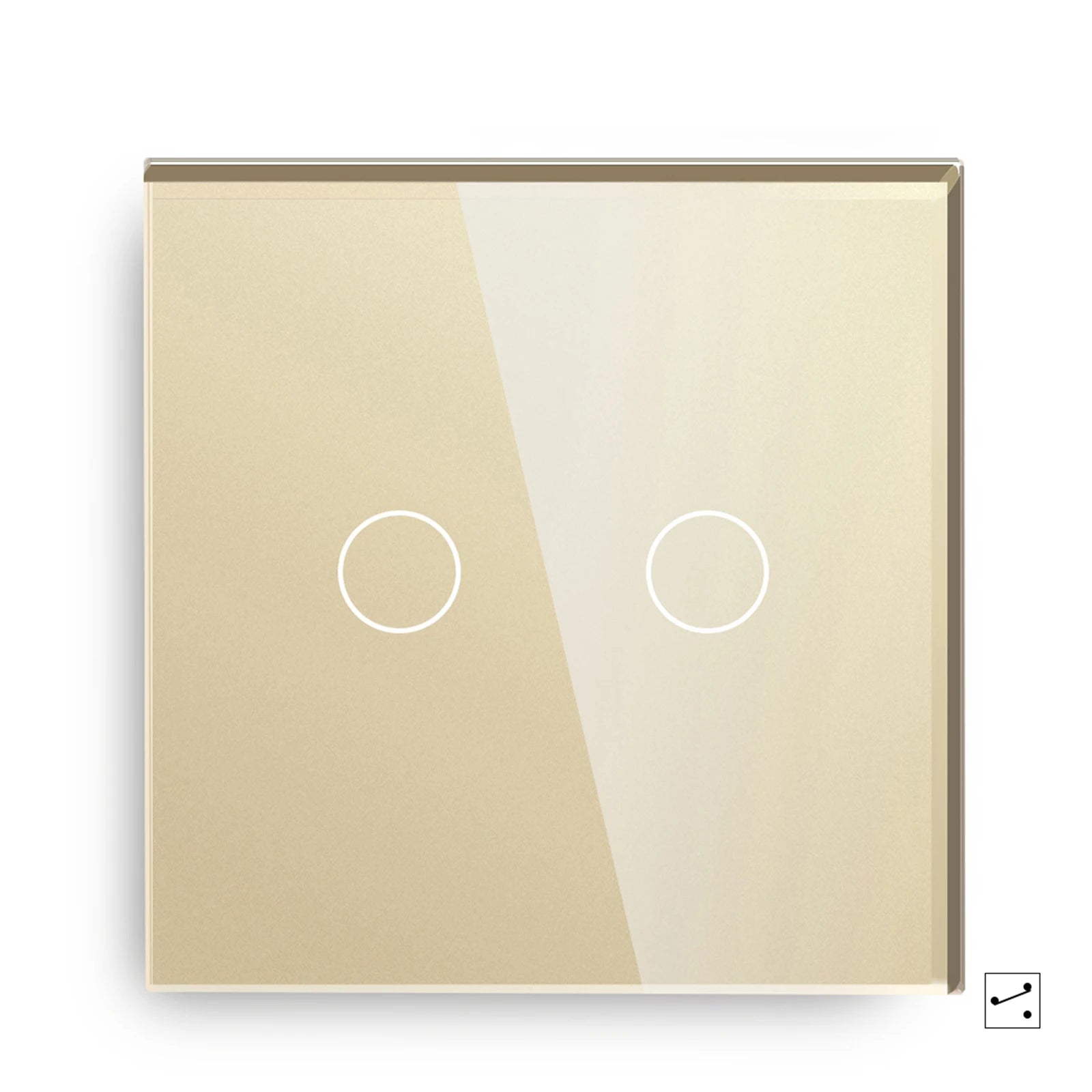 Crystal Glass WiFi Smart Light Switch | App-Controlled Wall Mount 2 Gang 2 Way Gold Tidesmit