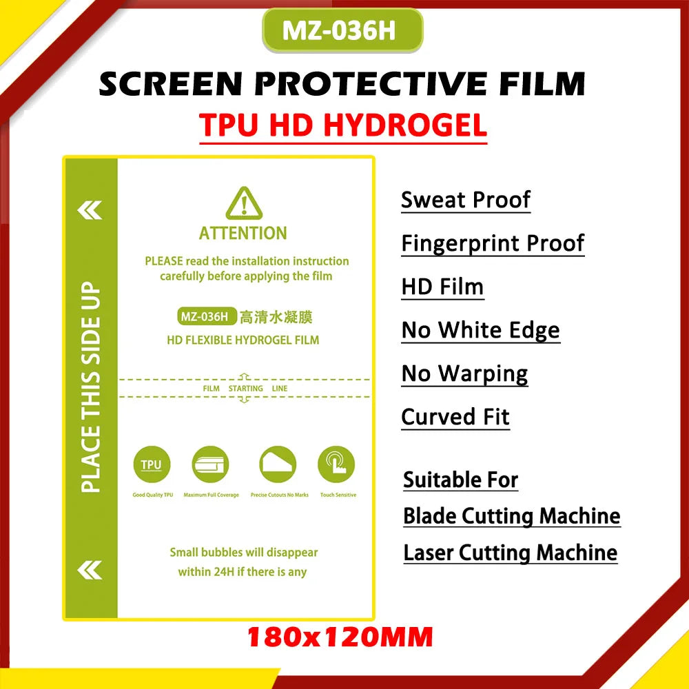 50Pcs MZSeries 120x180mm Matte Anti-peep HD Privacy Flexibility Hydrogel Film For Mobile Phone Screen Protector Cutting Machine