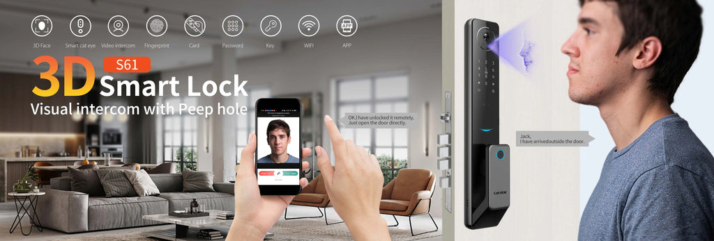 2026 Tuya Wifi Golden Video 3D Face Recognition Fingerprint Digital Smart Door Lock From Alibaba Certification Factory