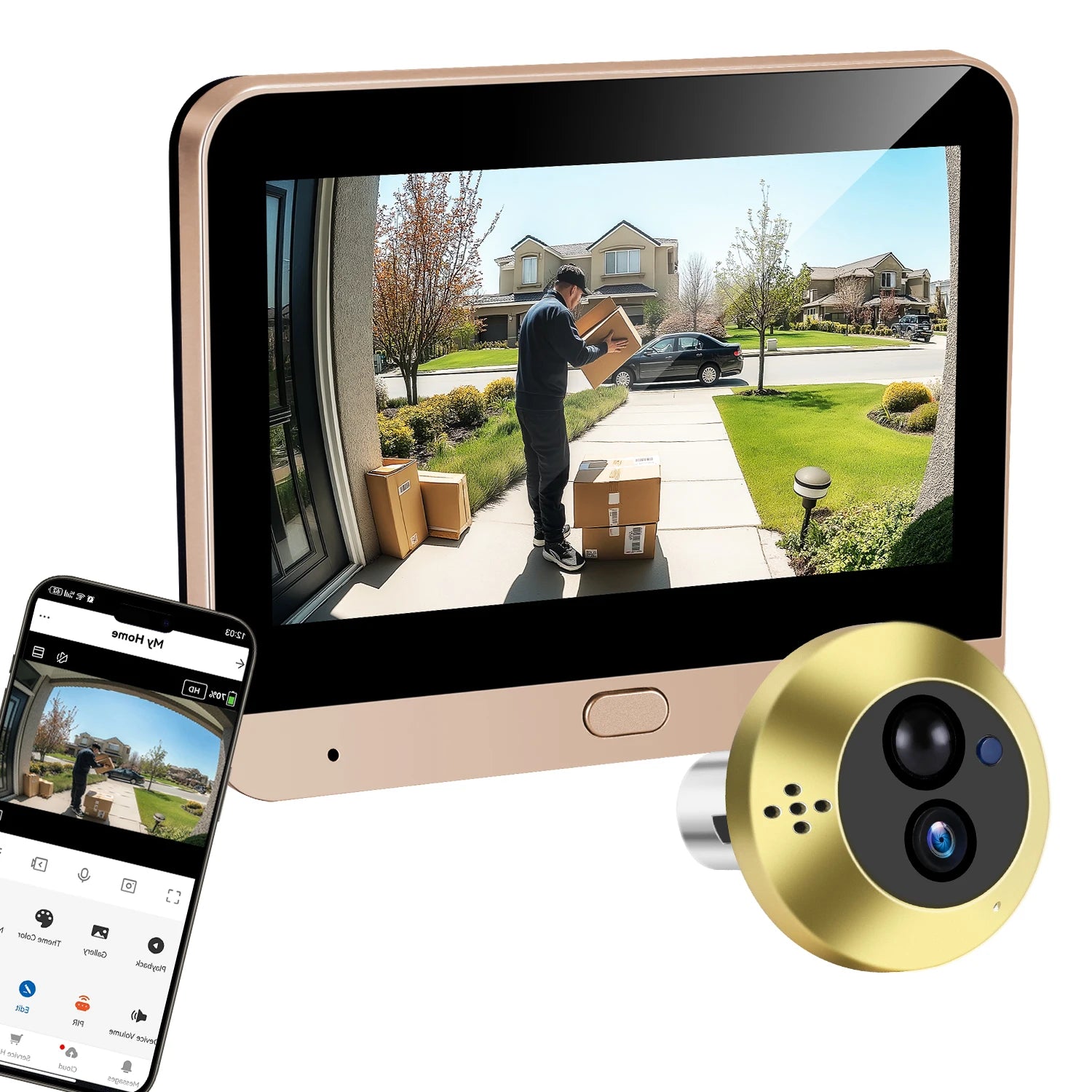 Tuya Smart 3MP Wireless 2.4G Wifi Digital Door Peepholes Two Way Audio Door Phone 140° Wide Angle Video Battery Door Camera