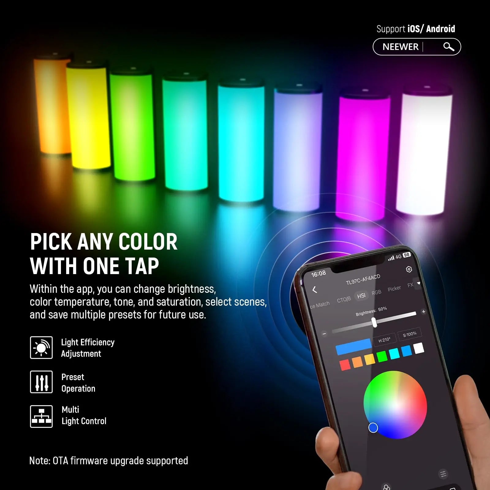 Magnetic LED Light Wand 2 Pack RGB - Portable Content Creation Lighting Tidesmit