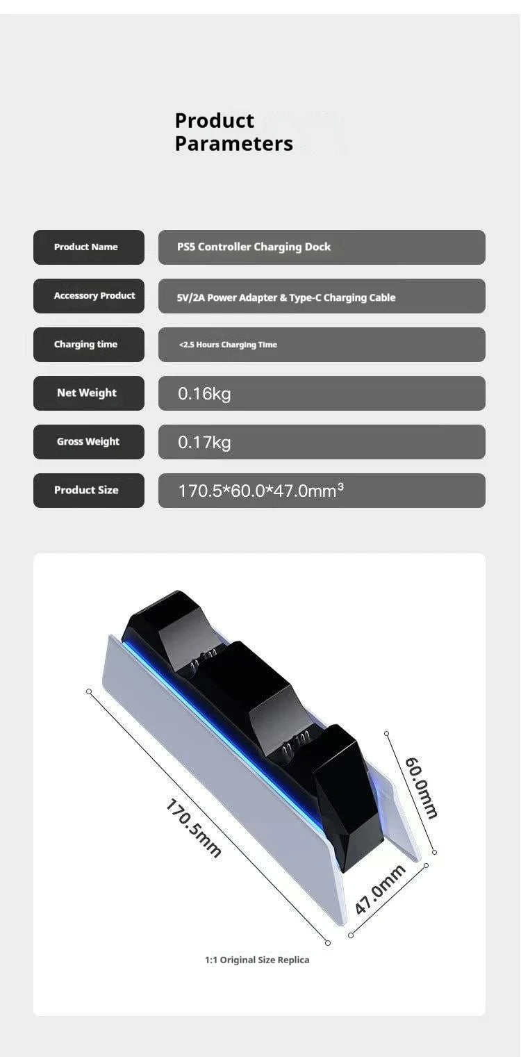 PS5 DualSense Charging Station: Fast Dual Dock for Sony Controllers Tidesmit