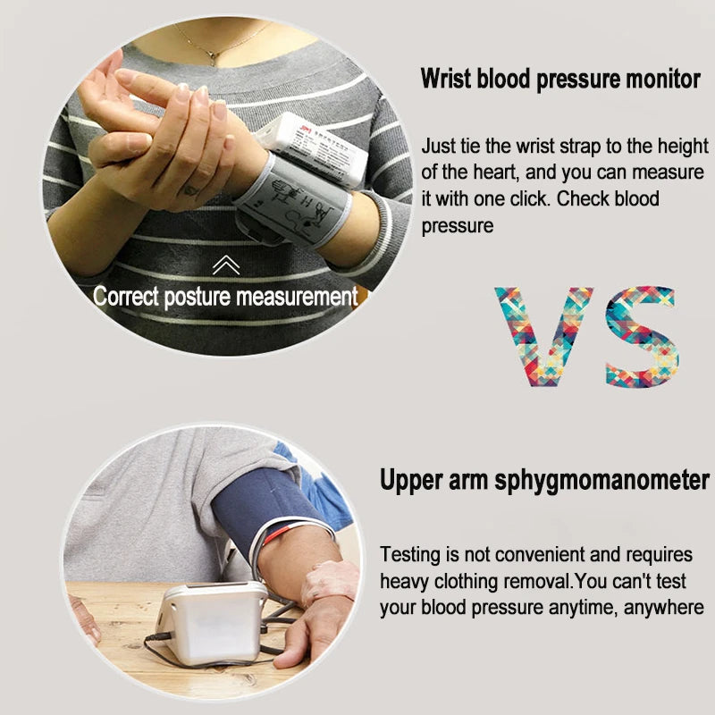 Smart LCD Screen English Voice Broadcast Wrist Blood Pressure Monitor Digital Automatic BP Tonometer Heart Rate Sphygmomanometer