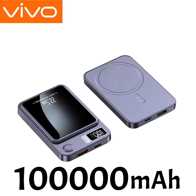 Magnetic Wireless Power Bank 50000mAh - Fast Charging USB-C Travel Battery Purple 100000mAh Tidesmit
