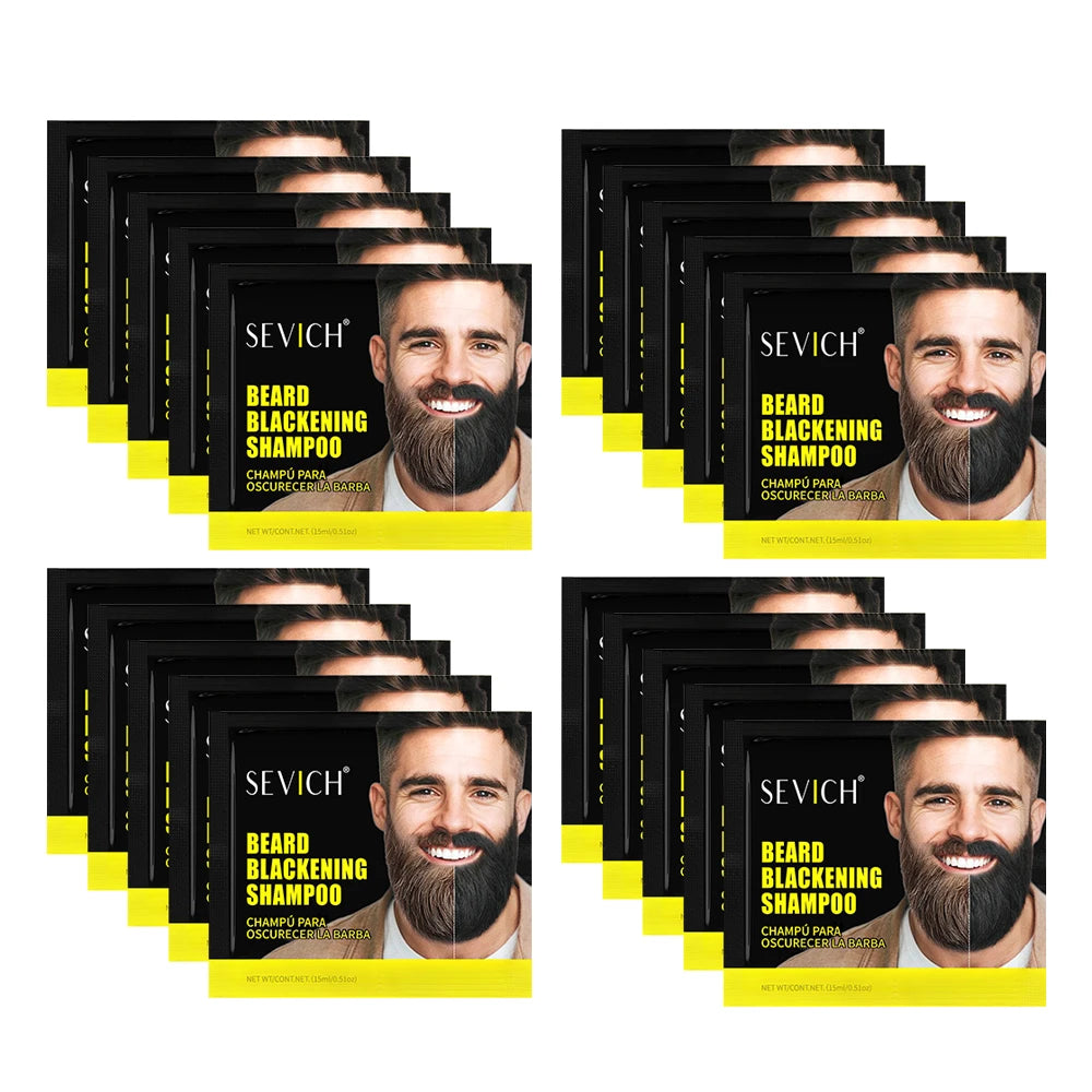 5pcs Instant Hair Dye Black Beard Shampoo for Men Natural Beard Coloring Temporary Blackening Moustache Shampoo Wash convenient