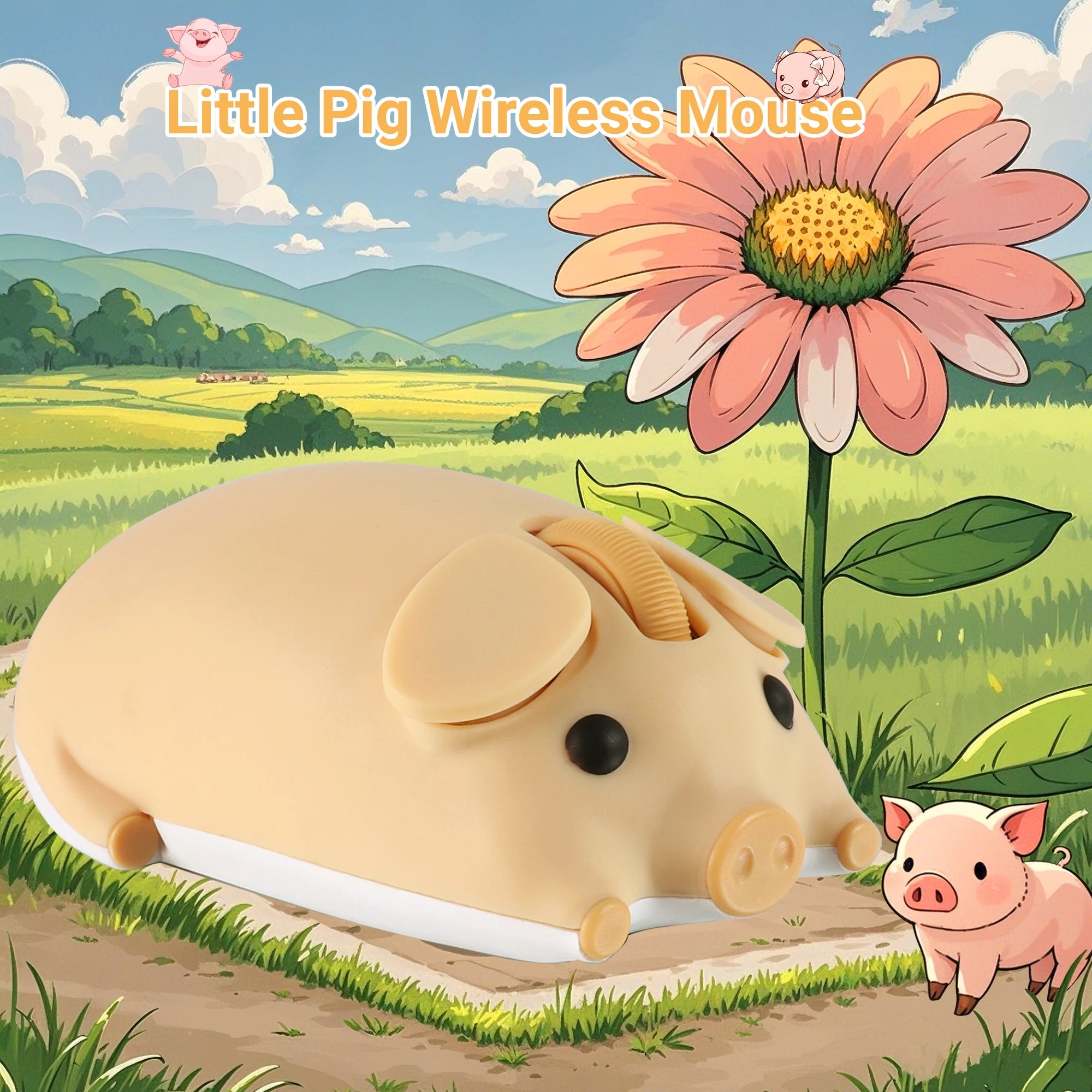 Cute 3D Little Pig Wireless Mouse 2.4G Bluetooth Dual-mode Silent For Women Office Laptop PC