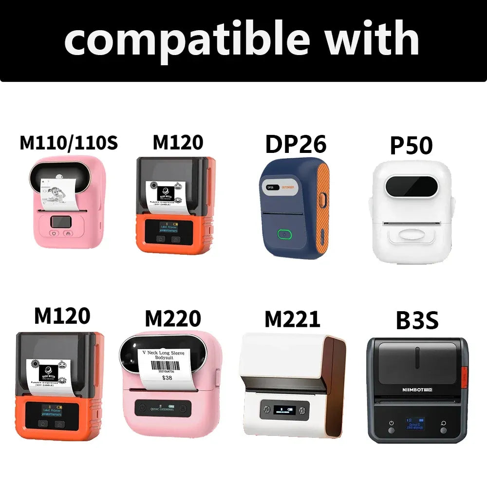 Thermal label paper compatible with Phomemo printers M120, M220, M221, B3S